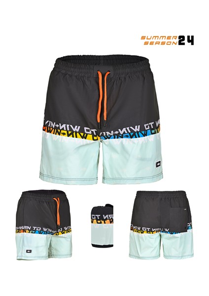 Pro Angler Short Mayo Anthracite Turquoise Small (S)