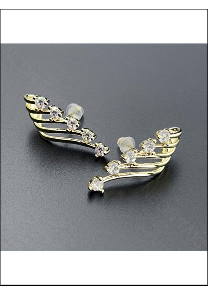 Zirkon Taşlı, Çoklu Tekli Iğneli, Paslanmaz Çelik Küpe 559, Altın Renk fiyatları