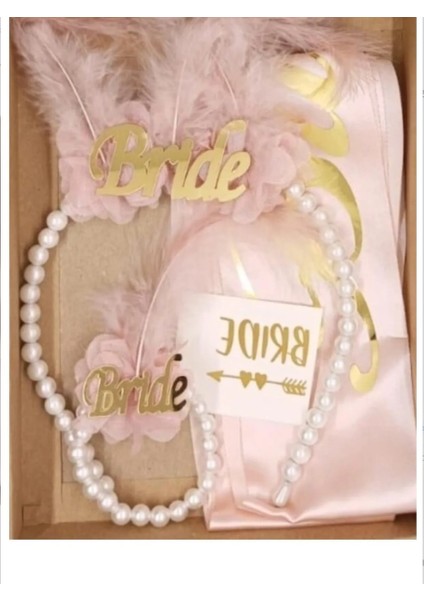 -Butık 4'lü Bride To Be Set, Bekarlığa Veda Set, Taç ve Bileklik Seti