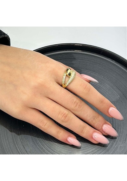 Neon Takı Zirkon Taşlı, Yüzük 139, Altın Renk, Ayarlanabilir