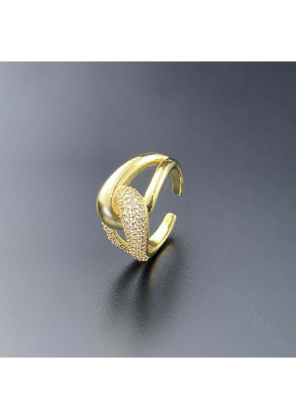 Neon Takı Zirkon Taşlı, Yüzük 139, Altın Renk, Ayarlanabilir modelleri