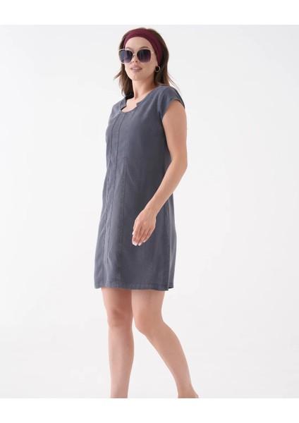 Tencel Kumaş Antrasit Kadın Elbise modelleri