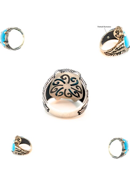 Osmanlı Stil Kaplan Figürlü Turkuaz Taşlı 925 Ayar Saf Gümüş Erkek Yüzük Parmağa Göre Ayarlanr 10.28 gr modelleri