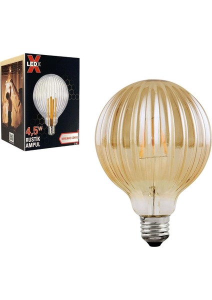 Ledx G-95 Kırılmaz Gövde 4,5 Watt Çizgili Rustik Ampul LED Aydınlatma Dekoratif Lamba