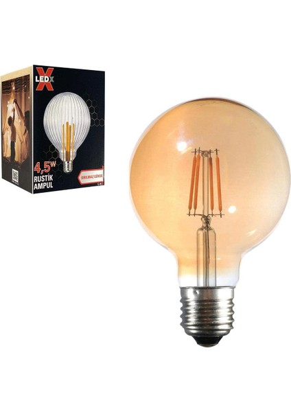 Ledx G-95 Kırılmaz Gövde 4,5 Watt Düz Rustik Ampul Dekoratif LED Lamba