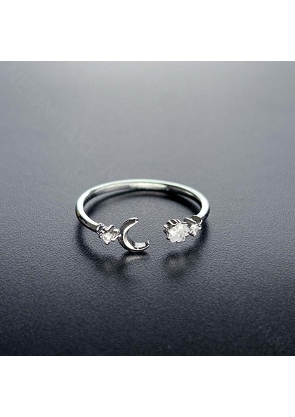 Yüzük, Zirkon Taşlı, Kararmayan Paslanmaz, Ay ve Yıldız, Ölçü Ayarlanabilir, Gümüş Renk, Model98 fiyatları