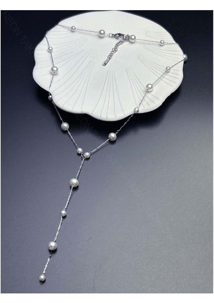 Sallantılı, İncili Paslanmaz Çelik Kolye 364, Gümüş Renk fırsatları