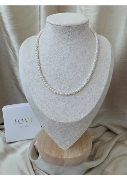 Sertifikalı 4mm Doğal Inci Kolye Çelik Aparat