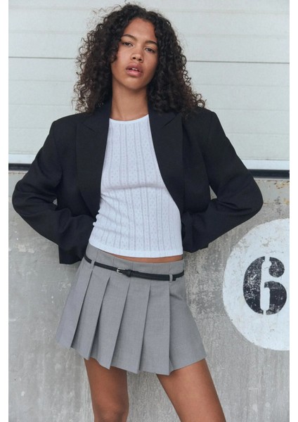 Allbucks Zara, Kemerli Pilili Şort Etek ABZRA1070