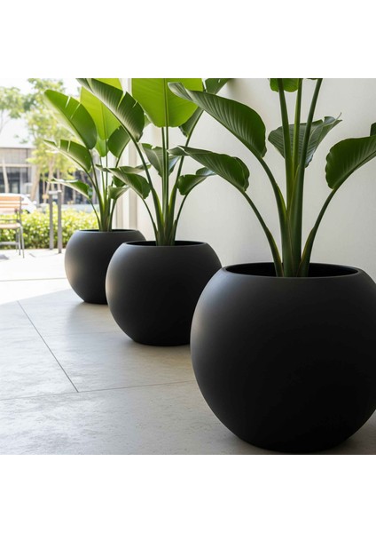 Aura Sphere Fiber Küre Saksı - Mat - 50x40cm Orta Boy