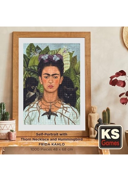 Diken Kolye ve Sinek Kuşlu Kendi Portresi Frida Kahlo 1000 Parça Puzzle modelleri