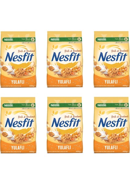Nesfit Ballı Bademli Tam Tahıl ve Pirinç Gevreği 400 gr x 6 Adet