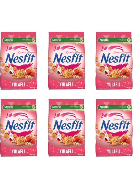 Nesfit Kırmızı Meyveli Tam Tahıl ve Pirinç Gevreği 400 gr x 6 Adet