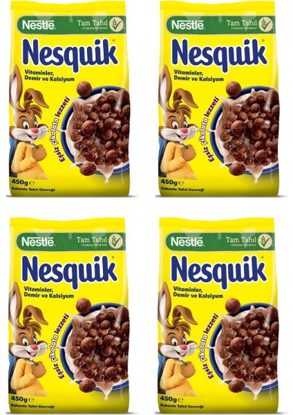 Nesquik Kakaolu Buğday ve Mısır Gevreği 450 gr x 4 Adet