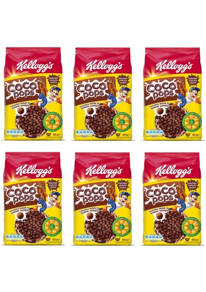 Coco Pops Kakaolu Mısır ve Buğday Gevreği 450 gr x 6 Adet