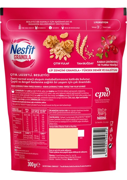 Nesfit Kabak Çekirdekli Turna Yemişli Granola 300 gr x 6 Adet modelleri