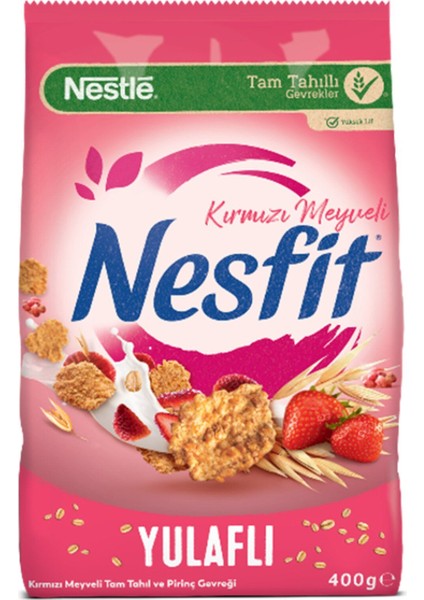 Nesfit Kırmızı Meyveli Tam Tahıl ve Pirinç Gevreği 400 gr x 4 Adet fiyatları