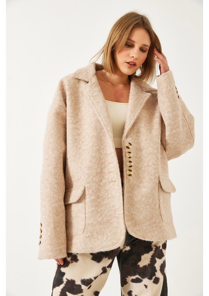 Kadın Oversize Astarlı Kaşe Blazer Ceket fiyatları