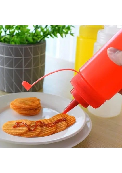 Home 2 Adet Sos Şişesi 700 ml Plastik Yağlık Sirkelik Ketçap Mayonez Sızdırmaz Sosluk Yağdanlık,bpa Içermez (Kırmızı)