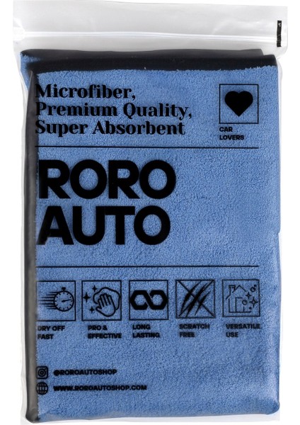 Everest Çift Taraflı Mikrofiber Araç Kurulama Bezi & Oto Yıkama Havlusu 30X60 Mavi