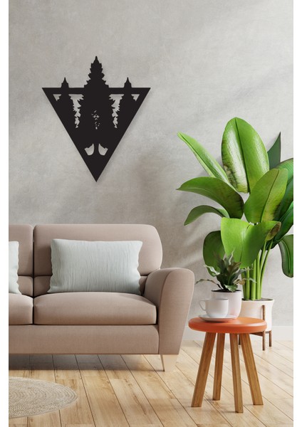 Geometrik Çam Ağacı Doğa Manzarası Metal Tablo