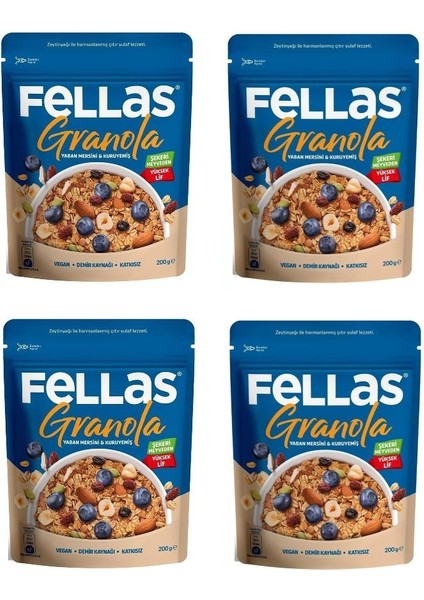 Granola - Yaban Mersini & Kuruyemiş 200 gr x 4 Adet