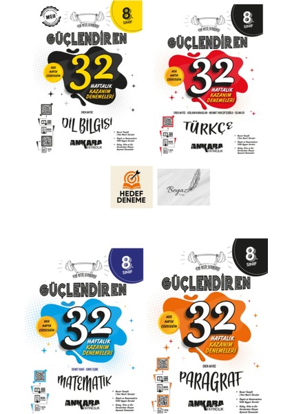 Ankara 8.sınıf Güçlendiren 32 Haftalık Dil Bilgisi Türkçe Matematik Paragraf Denemeleri Hedef Deneme