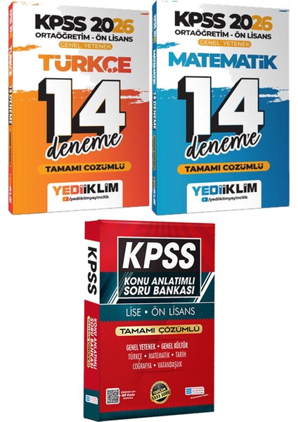 Kpss 2026 Ortaöğretim Ön Lisans Türkçe Matematik 14 Deneme - Lise Önlisans Konu Ant. Soru