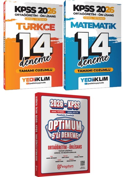 Kpss 2026 Ortaöğretim Ön Lisans Türkçe Matematik 14 Deneme - Optimum 5 Deneme