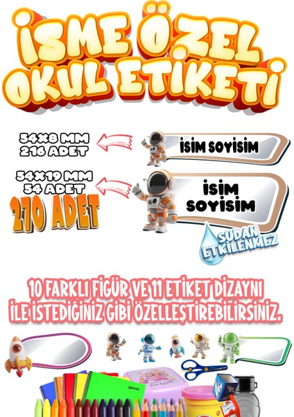 Okul Etiketi Kalem Defter Etiketi Özel Isim Yazılabilen Etiket Seti SET08