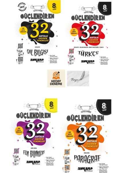 Ankara 8.sınıf Güçlendiren 32 Haftalık Dil Bilgisi Türkçe Fen Paragraf Denemeleri Hedef Deneme
