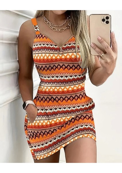 Kadın Askılı Fermuarlı Cepli Süprem Mini Elbise