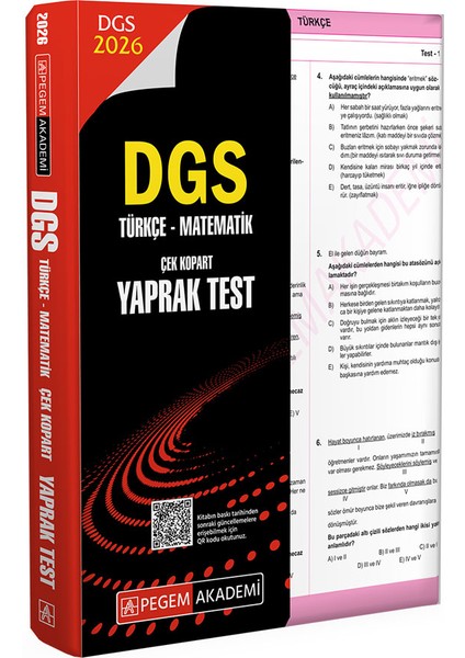 2026 Dgs Türkçe-Matematik Çek Kopart Yaprak Test