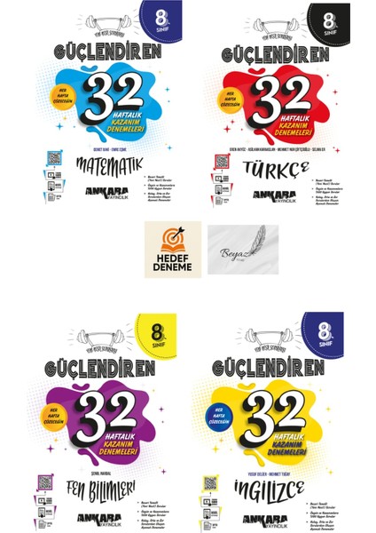 Ankara 8.sınıf Güçlendiren 32 Haftalık Matematik Türkçe Fen Ingilizce Denemeleri Hedef Deneme