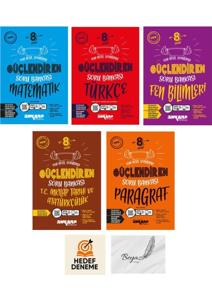 Ankara 8.sınıf Güçlendiren Matematik Türkçe Fen Inkılap Paragraf Soru Bankası Hedef Deneme