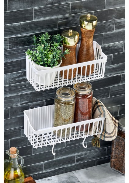 2 Adet Yapışkanlı Plastik Raf Düzenleyici Organizer