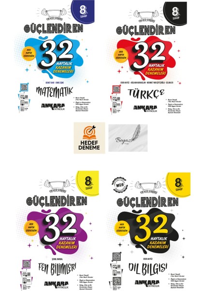 Ankara 8.sınıf Güçlendiren 32 Haftalık Matematik Türkçe Fen Dil Bilgisi Denemeleri Hedef Deneme
