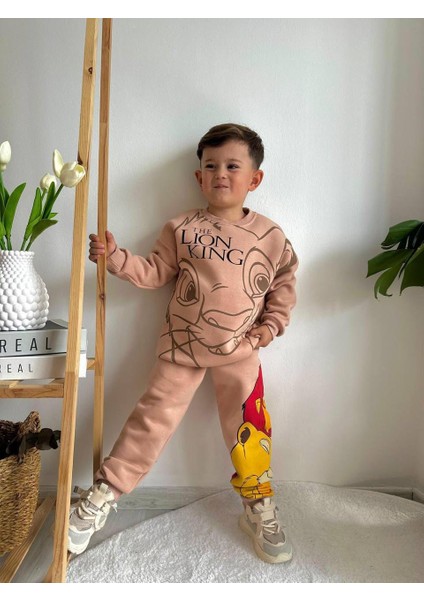 Erkek Çocuk Pamuklu Aslan Baskılı 2li Pamuklu Eşofman Takım 2li Alt Üst Takım modelleri