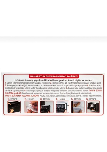 8’li Asmalı Kendinden Yapışkanlı Tezgah Üstü Stantlı Döner Kapaklı Baharatlık Seti indirimleri