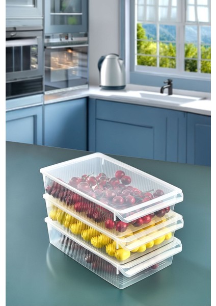 3 Adet Kapaklı Dolap Içi Buzdolabı Düzenleyici 4 Litre