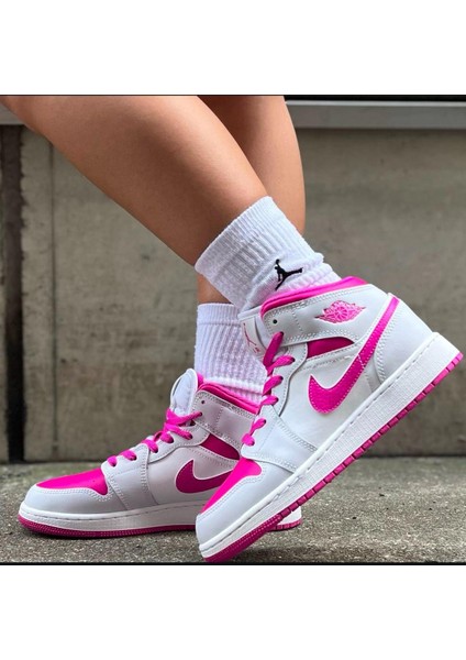 Air Jordan 1 Mid Bred Toe (W) Unisex Spor Ayakkabı