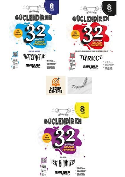 Ankara 8.sınıf Güçlendiren 32 Haftalık Matematik Türkçe Fen Denemeleri Hedef Deneme