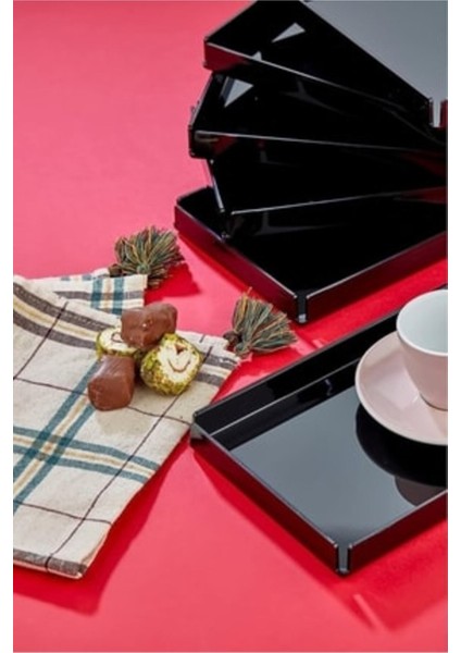 Std 6’lı Akrilik Kristal Sunum Tepsisi Dekoratif Tepsi Klasik