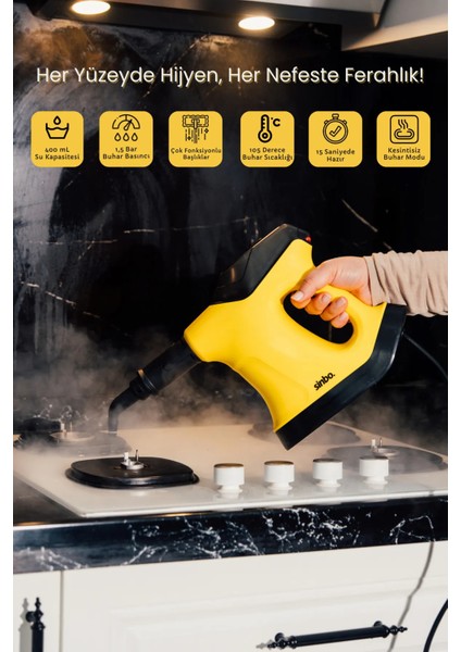SSC-6424 9 In1 Çok Fonksiyonlu El Tipi Basınçlı Buharlı Temizlik Makinesi-Kesintisiz Buhar Özellikli