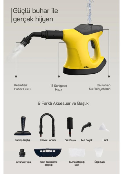SSC-6424 9 In1 Çok Fonksiyonlu El Tipi Basınçlı Buharlı Temizlik Makinesi-Kesintisiz Buhar Özellikli fiyatları