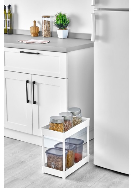 2 Katlı Dikdörtgen Mutfak Rafı Ünitesi Mutfak Düzenleyici