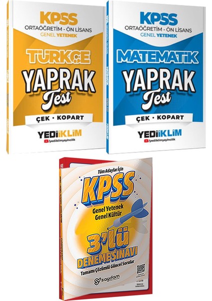 Kpss 2026 Ortaöğretim Ön Lisans Türkçe Matematik Yaprak Test - 3 Deneme