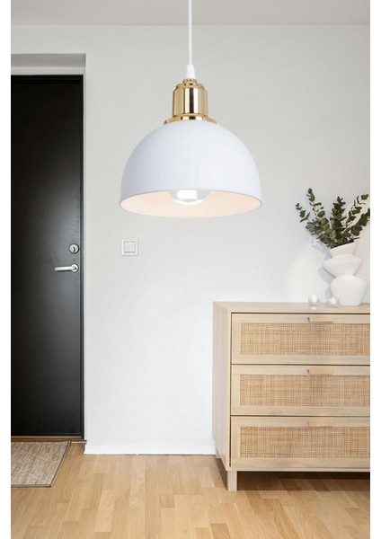 Haus Mini Yarım Küre Gold Kukalı Abs Beyaz Sarkıt Küçük Alanlara Uygun Mutfak Koridor Avize