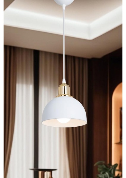 Haus Mini Yarım Küre Gold Kukalı Abs Beyaz Sarkıt Küçük Alanlara Uygun Mutfak Koridor Avize indirimleri