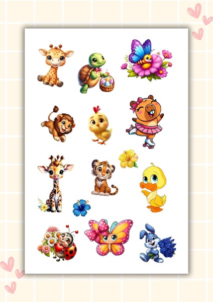 Sevimli Hayvanlar Sticker Seti Planner Ajanda Bullet Journal Laptop,kulaklık, Matara Için Uygun